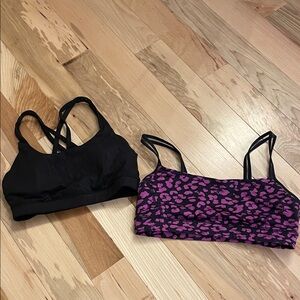 Lululemon Black and Pink Leopard Print Sports Bras